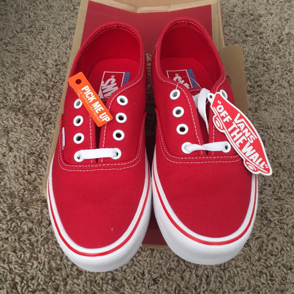 Authentic Lite Red Vans (Men or Women)